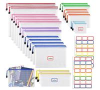 21 Pièces Pochette Document Zippée,Pochette Plastique A4+A5+A6+B4+B5+B6+B8+sac à billets,PVC Transparentes Document Dossier, Étanche Sac Plastique Zip