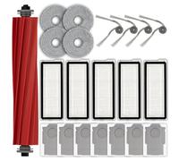 (21 pièces) QV 35A QV 35S Pièces de rechange pour Roborock QV 35A/ QV 35S QR 798, 1 brosse rotative, 4 brosses latérales, 7 sacs à poussière 5 filtres HEPA, 4 lingettes de nettoyage, kit d'accessoires
