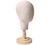 21 Pouces Tête Mannequin Toile, Support Chapeau Amovible Dôme avec Base Bois, Présentoir Chapeaux pour Casquette, Magasin Coiffure, Perruque Fabrication, Modèle, Bijoux, Porte-Lunettes, Maison, Salon
