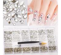21 styles de 5500 cristaux blancs 700 strass ronds plats + 4800 multi-formes pour mélange de strass 3D dos plat St