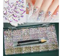 21 styles de 5500 diamants 700 strass ronds plats + 4800 formes multiples pour cristaux de strass Mélange de pierres 3D à dos plat