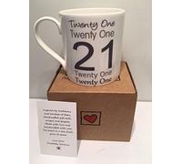 21 Twenty One Tasse d'anniversaire en porcelaine fine faite à la main à Stoke on Trent, Angleterre