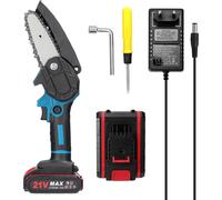 21 V 4 pouces électrique portable Scie à élaguer Petite tronçonneuse à fendre le bois Moteur à brosse Outil de travail du bois d'une seule main pour vergers de jardin
