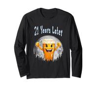 21 Years Later 21st Birthday Meme apparel Then vs Now Humour Manche Longue