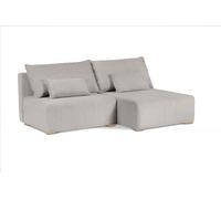210 cm Canapé d'angle avec pieds en bois FLUFFY avec fonction relax, avec coffre de lit, angle rembourré en L (tissu : poso 100 - beige, ottomane : droite)