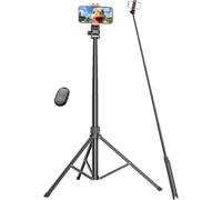 210 Cm Mobile Phone Tripod For Smartphone,Extendable And Stable Aluminium Bars And Larger And Longer Tripod Legs,Tripod Stand For Mobile Phone Incl
