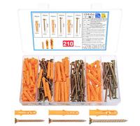 210 Pcs Vis et Chevilles Beton,Vis Placo Autotaraudeuses Parpaing Creux | M6 M8 Chevilles Universelles, M4 M5 Pcsvis À Autoperceuses, Chevilles Expansion Nylon Plastique Avec Vis À Bois