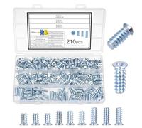 210 PcsVis Euro pour Meubles, Vis a Bois a Tête Fraisée Plate pour Armoire Placard, Vis Euro de Fixation à Empreinte Pozidriv pour charnières, Glissière de Tirage, M6,3 x 11 mm/13 mm/16 mm