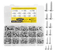 210 Stück M3 M4 M5 M6 Blechschrauben Selbstschneidende Schrauben, Linsenkopfschrauben, Kreuzschlitzschrauben mit Flachem Kopf Flachkopfschrauben, Rundkopfschrauben Geräteschrauben Sortiment Set
