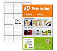 2100 Étiquettes pour timbre (63,5x38,1mm) imprimables Printation | 100 feuilles A4 3x7=21 étiquettes autocollantes pour imprimer les timbres 63x38mm - pour imprimantes laser & jet d’encre