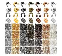 2100 Pièces Perle a Ecraser Laiton, Perles à Sertir Avec Couvercles, Gardiens en Fil de Fer et Embouts de Perles en Fer, Postuler à pour Bijoux Bracelet Charmes(Sept Couleurs)