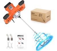 2100 W Malaxeur Mortier Colle Professionnel, Malaxeur Beton 220V, Melangeur Beton Avec 6 Vitesses, Betonniere Électrique Idéal Pour Mélanger les Aliments,le Plâtre,la Peinture,le Ciment(Orange)
