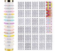 2100pcs Letter Beads,Charm Bracelet Necklace Earrings Jewellery Making Kit,Key Ring Accessories Craft Birthday Gift 4 X 7 Mm