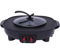 2100W 2-en-1 poêle à griller Hot Pot BBQ four électrique Hotpot machine à griller sans fumée avec couvercle de casserole