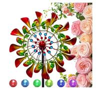 210cm Moulin à Vent Jardin avec Boule en Verre à énergie Solaire avec éolienne cinétique Double Sens Moulin à Vent Jardin Exterieur pour terrasse,pelouse et Jardin