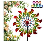 210cm Moulin A Vent Jardin Exterieur avec Boule en Verre à énergie Solaire avec éolienne cinétique Double Sens Moulin à Vent ExtéRieur pour La Cour Et Le Jardin