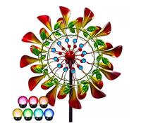 210cm Moulin A Vent Jardin Exterieur avec Boule en Verre à énergie Solaire avec éolienne cinétique Double Sens Moulin à Vent Metal pour La DéCoration De La Cour