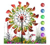 210cm Moulin A Vent Jardin Exterieur Globe en Verre avec Moulin à Vent Cinétique Moulin à Vent Solaire pour La Cour Et Le Jardin