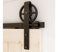 211cm-7FT Quincaillerie Kit de Rail Pour Système Porte Coulissante Rouleau de Gros Roue,Pour Porte Coulissante Interieur en Bois Simple,Noir