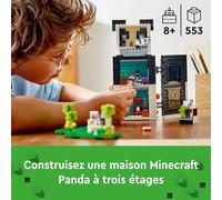LEGO 21245 Minecraft Le Refuge Panda, Jouet De Maison Amovible, avec Figurines Animaux Et Squelette, pour Enfants, Filles Et Garçons 8 Ans, Idée Cadeau
