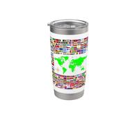 213 Drapeau du monde - Carte du monde Gobelet isotherme en acier inoxydable double paroi