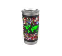 213 Drapeau du monde - Carte du monde Gobelet isotherme en acier inoxydable double paroi