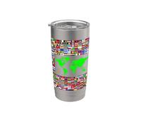213 Drapeau du monde - Carte du monde Gobelet isotherme en acier inoxydable double paroi
