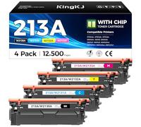 213A Lot de 4 Cartouches de Toner avec Puce de Rechange pour HP 213A 213X W2130X W2130A Compatible avec HP Color Laserjet Enterprise 5700dn MFP 5800dn 6700 6701dn 6800 6801dn Noir