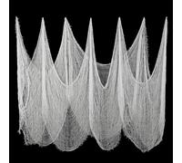215 X 500 Cm Tissu Effrayant Tissu À Fromage Halloween Décoration Tissu Horreur Coton Mousseline Tissus Pour Maisons Hantées Fête Portes Rideau Décoration Extérieure(Blanc)