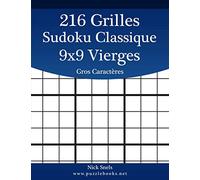 216 Grilles Sudoku Classique 9x9 Vierges Gros Caractères