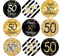 216 Pièces 50ème Anniversaire Autocollants Étiquettes Autocollants, Autocollants d’Anniversaire Étiquette pour Paquet Cuisson, Emballage Cadeau Enveloppe pour la Fête du 50e Anniversaire