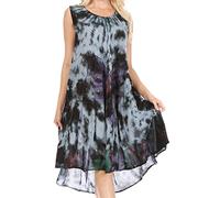 217-Sakkas Robe Mi-Longue Tie and Dye Papillon Débardeur Gaine Caftan - Charcoal/One Size