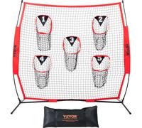 217 x 125.5 x 223 cm Filet de lancer pour entraîneur de football, Filet d'entraînement pour cibles d'entraînement avec 5 poches pour cibles, Filet sans noeuds, y compris cadre d'arc & sac de transport