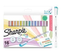 Sharpie S-Note Duo Surligneurs | Marqueurs créatifs à double pointe pastel | Pointe ogive et biseautée pour surligner, dessiner, égayer votre journal et bien plus | 16 pièces