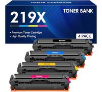 219X 219A MFP 3302FDW Toner: 4 Pack Compatible pour HP 219X 219A Color LaserJet Pro MFP 3302FDW 3302SDW 3302FDN 3202DN 3202DW 3302FDNG 3302FDWG 3302SDWG W2190X - Noir Cyan Jaune Magenta sans Puce