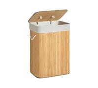 21Bamboo Élégant panier à linge en bambou 72 l avec couvercle, solide et pliable, sac à linge amovible, pour salle de bain, chambre à coucher ou chambre d'enfant, aspect naturel (1600, naturel)