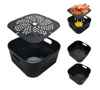 21CM Air Fryer Accessoires pour Philips XL 6,2L, Ninja PRO 4,7L AF140EU, COSORI 4,7L 5,5L, Cecotec 5,5L 6L, Réutilisable Moule Silicone Air Fryer avec séparateurs, Airfryer Accessoires sans BPA