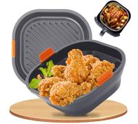 21cm Moule Silicone Air Fryer [Lot de 2] - Structure en Inox Indéformable et Pliable, Réutilisables, Compatibles Lave-Vaisselle, Pour Ninja/Philips/COSORI/Tefal/Russell Hobbs/Cecotec/Princess/Aigostar