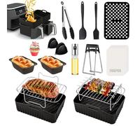 21PCS Accessoires Air Fryer, Accessoires pour Ninja Foodi Dual AF400EU AF300EU SL400EUCP Double Stack XL, Moule Silicone Air Fryer 7,6L-9,5L, Air Fryer Accessoires, Accessoires pour Friteuse à Air