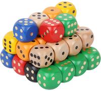 21pcs Dés En Bois Coloré De 30 Mm Avec 6 Faces Couleurs Jeu De Dés Pour Jouer À Des Jeux Tels Que Tenzi,Farkle,Yahtzee,Bunco Ou L'enseignement Des Mathématiques