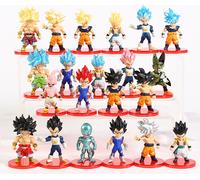 21pcs Dragon Ball Z Figurines Son Goku Gohan Vegeta Trunks Buu Broly Freeza Anime DBZ Modèle Jouet Figurines PVC à collectionner