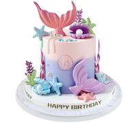 21PCS Mermaid Cake Topper, Mermaid Tail Cake Topper with Seaweed Shells Starfish Coralal Cake Balls Decorations for Under the Sea Party Theme Birthday Party Supplies