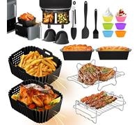 21PCS Moule Silicone Air Fryer pour Ninja Double Stack XL SL400EU 9,5L, Accessoire Air Fryer, Moule Air Fryer pour Ninja AF300EU, AF400EU et Autres Dual Zone Friteuse à Air 7,6-9,5L, Sans BPA