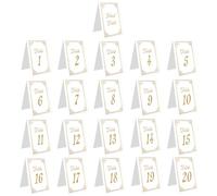 21pcs Numéros de Table Mariage Dorés, Délicats Recto Verso Numéros Table 1 à 20 en Feuille d'Or pour Réception Mariage Numéro Fournitures Idéales pour Fêtes Banquets (Style Fleur)
