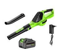 21V 3000W Souffleur à Feuilles sans Fil, 100 MPH/18000 RPM Souffleur éLectrique, avec 3.0Ah Batterie, 5 Vitesses, Recharge Rapide en 2h, pour Le Nettoyage De Feuilles, PoussièRe Et Neige (1 Batterie)