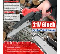 21V 6inch Scie à élaguer électrique portative Petite scie à chaîne pour fendre le bois Moteur à brosse Outil de travail du bois à une main pour le jardin Verger