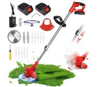 21V Débroussailleuse électrique sans fil Longueur Ajustable 600W avec 2 Batteries Rechargeable Tondeuse à Gazon électrique légère