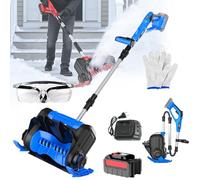 21v Fraise à Neige sans Fil - éLectrique avec 2 Piles, Deneigeuse Electrique, Design TraîNeau, Hauteur Travail 18cm, Largeur Travail 30cm, 8 M Distance De Projection, éCran LED (Bleu 1 Pile)