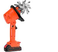 21V Mini Cultivateur sans fil avec rotavateur électrique 2335 tr/min, comprend 2 piles et 10 gants de jardinage, 10cm de largeur et de profondeur, 4-Row Tines, outil de désherbage léger à main pour un