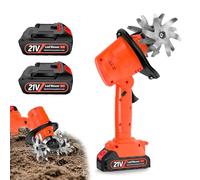 21V Motoculteur sans Fil avec 2 Batteries 3000mAh et 4 Lames Métalliques,10cm Largeur de Travail 10cm Profondeur de Travail 235 TR/Min Vitesse,Motobineuse Electrique